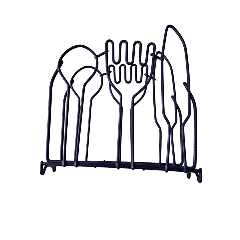Flatware utensil design blue metal wire napkin holder upright